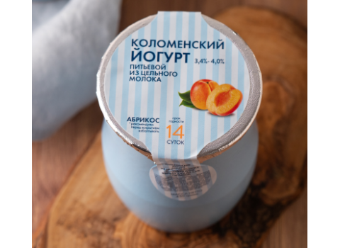 Йогурт питьевой, Абрикос 3,4-4% фабрики "Коломенское молоко"