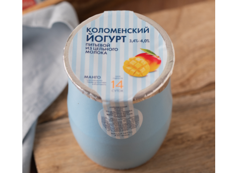 Йогурт питьевой, Манго 3,4-4% фабрики "Коломенское молоко"