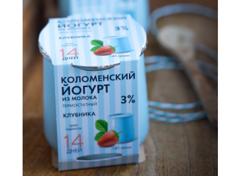 Йогурт из молока, Клубника 3% фабрики "Коломенское молоко"