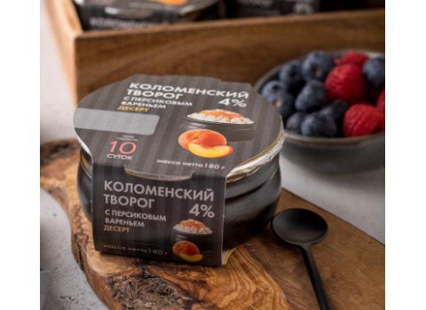 Творог с персиковым вареньем 4% фабрики "Коломенское молоко"