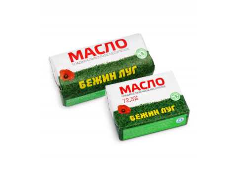 Сливочное масло «Бежин луг» 72,5% жирности, ГОСТ, 180 гр. фабрики "Тульский молочный комбинат"
