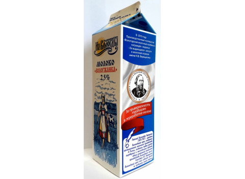 Молоко питьевое пастеризованное «Вологжанка» 1000 гр. 2,5% фабрики "Вологодский молочный комбинат"